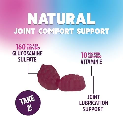 Joint Support Gummies - Glucosamine Plus Vitamin E Nature's Joint Support Supplement for Occasional Discomfort for Back, Knees & Hands - Cartilage & Joint Health & Flexibility Support - 120 Gummies - Image 5
