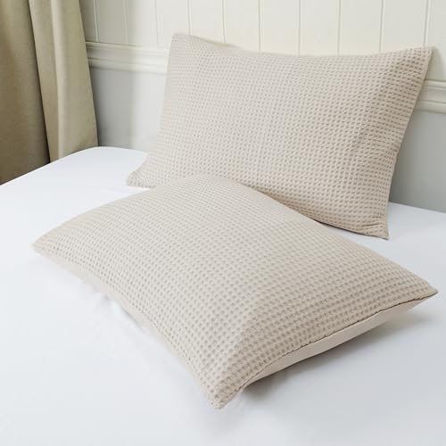 100% Egyptian Cotton Waffle Weave Pillowcases Standard Size 2 Pack - Image 5