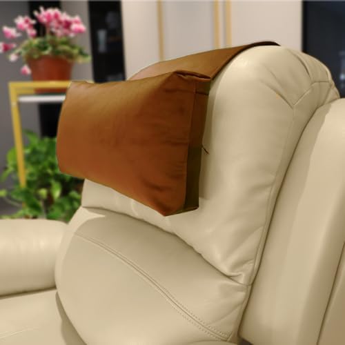 Velvet Recliner Head Pillow with Non-Slip Base - Adjustable Neck Support for Pain Relief in Home, Office and Travel (Pumpkin) by AmazeCov