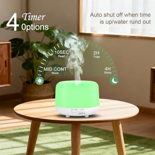 Marchred Aromatherapy Diffuser, 300ML Remote Control Essential Oil Diffusers, White Wood Grain Humidifier with 8 Colors Light 4 Timer Mode, Ultrasonic Scent Diffuser for Home, Office - Image 4