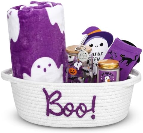 Mindsoft 7 Pcs Halloween Boo Gift Set Ghost Blanket Tumbler Socks, Purple by Mindsoft