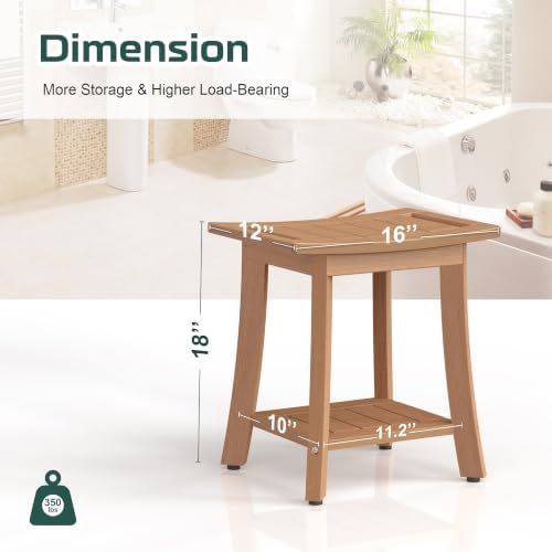 Waterproof HIPS Shower Bench for Inside Shower, Shower Stool, Brown - Image 3