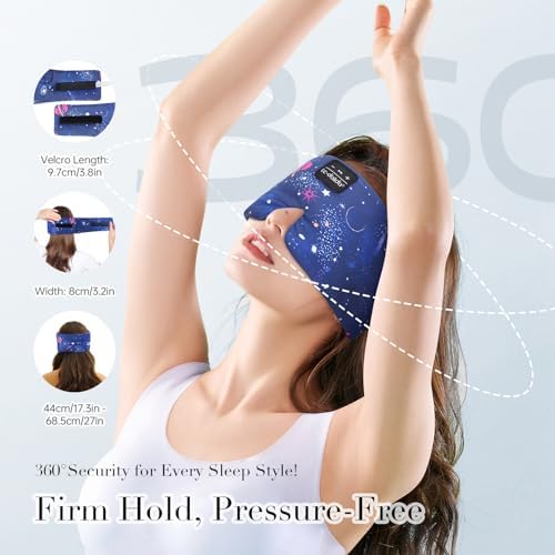 LC-dolida Sleep Mask with Bluetooth Headphones, Extra Large Silk Eye Mask for Sleeping Side Day Sleepers, Sleep Headphones Bluetooth 5.4 for Women Men with Thin Speaker, Blackout, Comfort, Microphone - Image 5