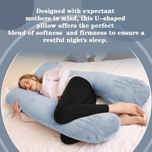 Chilling Home Pregnancy Pillows - U Shaped Maternity Pillow for Pregnant Women with Velvet Removable Cover - 55 inch Pregnancy Pillows for Sleeping - Body Pillows for Adults Full Support - Grey - Image 5