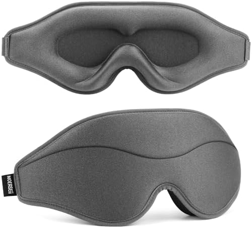 Sleep Mask - Total Blackout 3D Sleeping Mask, Super Lightweight & Silky Soft Eye Mask for Sleeping, Fully Adjustable Fit for Home, Office, Traveling, Meditation, Yoga, Gray, Mothers Day Gifts by MOEASEii