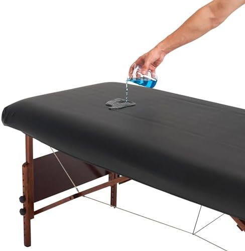 Master Massage Rectangular Universal Fabric Fitted PU Vinyl Leather Ultra-Durable Massage Table Protection Cover-Replacement Cover Protector Black - Image 5