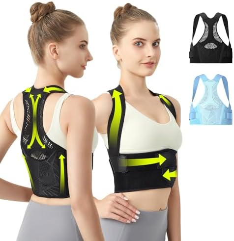 AOFIT Posture Corrector for Women, Upper Back Brace for Pain Relief Blue M by aoFIT