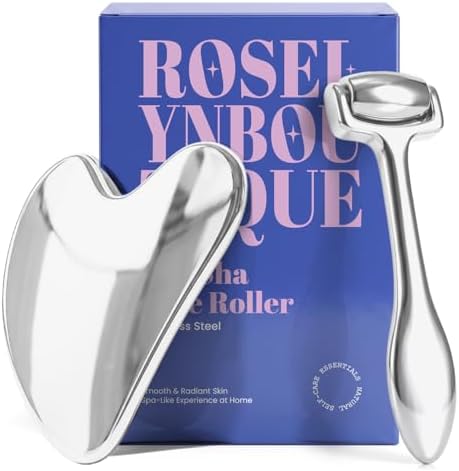 ROSELYNBOUTIQUE Gua Sha Facial Tools & Stainless Steel Face Roller by ROSELYNBOUTIQUE