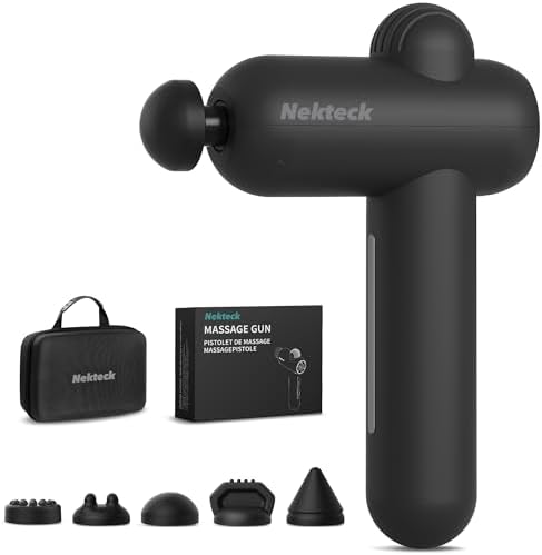 Nekteck Massage Gun Deep Tissue - 12mm Amplitude, 30 Speeds, Full-Body Muscle Relaxation Device with 5-Head for Pain Relief, Quiet USB-C Rechargeable Percussion Muscle Massager for Home Office Travel by Nekteck