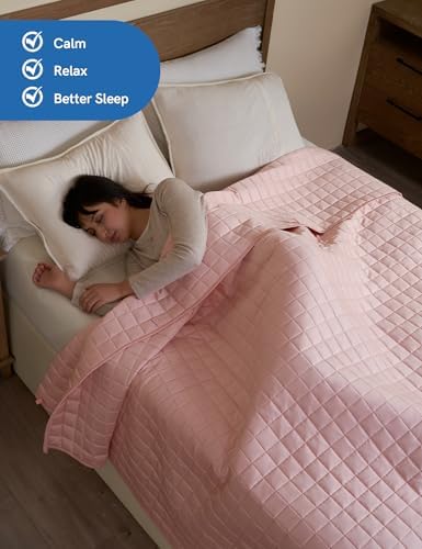 YnM King Size Cooling Weighted Blanket for Adults (88x104 Inches, 20 Pounds, Pink Rose), Perfect for Hot Sleepers with Cooling Rayon/Glass Beads, Heavy Bed Blanket for Couple on Queen or King Bed - Image 3