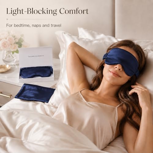 Silk Sleep Mask Light Blocking Luxury 100% Mulberry 19mm Silk Eye Mask Eye Cover Blindfold Ultra Soft Light & Comfy Anti Aging Skin Care with Travel Bag Gift Package - Image 6