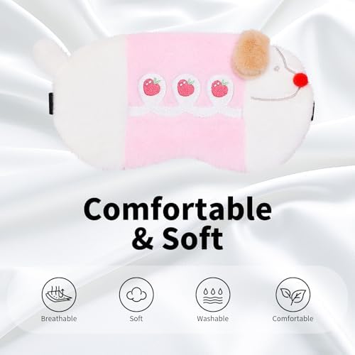 PERFECTSIGHT Sleep Eye Masks, Cute Sleep Eye Cover Lightweight Adjustable Eyeshade Mask Cover for Women Men Sleep Travel Nap, Strawberry Dachshund - Image 3