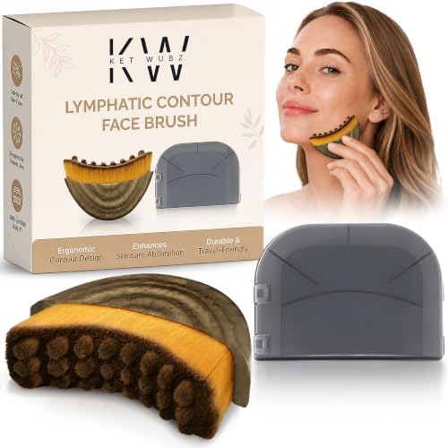 Lymphatic Contour Face Brush, Facial Brush for Lymphatic Drainage, Dry Lymphatic Massage Brush, Face Sculpting Brush, Lymphatic Drainage Massager, Contour Face Brush, Face Depuffer, Facial Tool by KETWUBZ