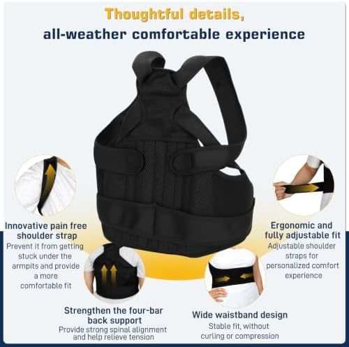 Adjustable Posture Corrector Back Brace for Men Women, Upgraded Flexible Full Back Support Brace, Breathable Invisible Back Straightener for Posture Improving and Pain Relief,Neck,Shoulder,Waist Pain (L) - Image 4