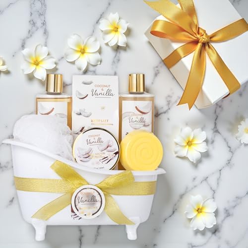 Spa Bath & Body Gift Basket for Women & Men, Coconut Vanilla - Image 5