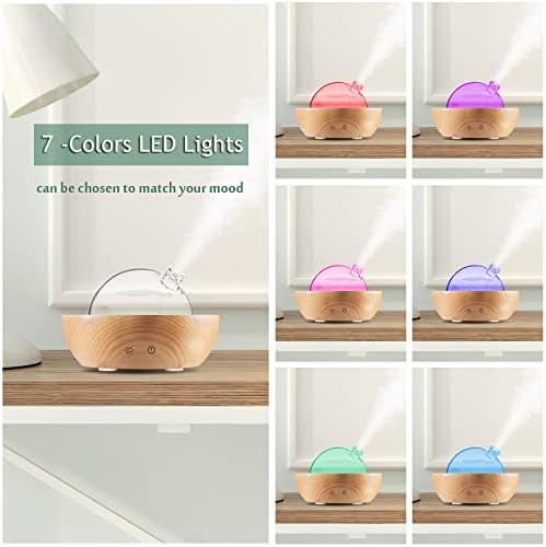 Glass Essential Oil Diffuser,Real Wood Base,The 2025 Upgrade Aromatherapy Diffuser,Aroma Diffuse Humidifier,LED Light in 7 Colors，Suitable for Home Office Bedroom（Non-Glass Reservoir） - Image 5