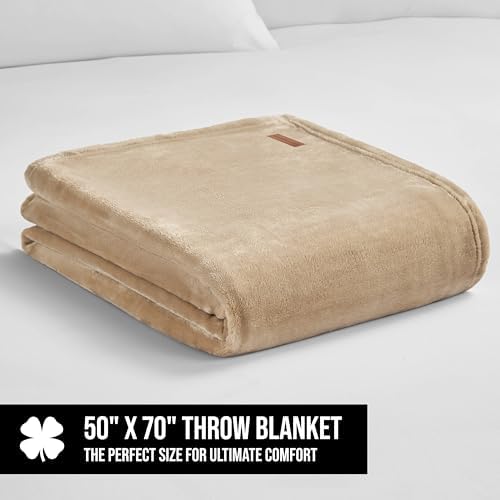 Lucky Brand Solid Plush 50"x70" Throw Blanket, Doe Brown - Soft, Cozy, and Timeless Comfort - Image 2
