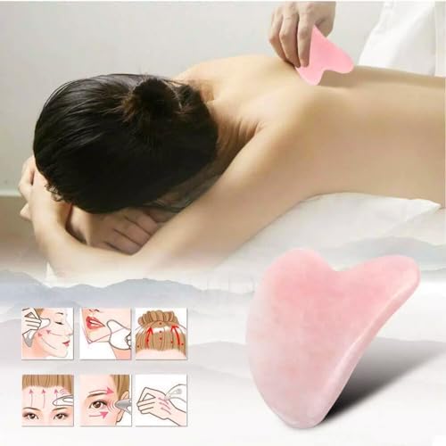 Gua Sha Jade Stone Gua Sha Massage Tool, Guasha Tool for Face and Body Skin Massage. Tools for SPA Acupuncture, Pink Stone for Body Face Neck and Eye, Skin Care Gift for Woman (Pink) - Image 5