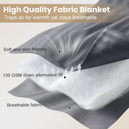 downluxe King Size Blanket with Satin Trim, Lightweight Down Alternative King Blanket for All Season, Machine Washable (Grey, 108 x 90 Inch) - Image 4