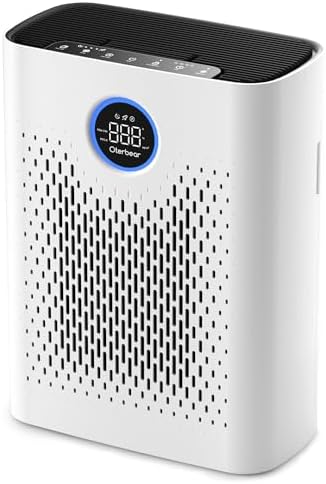 Air Purifiers for Home Pets Up to 3000Ft², Large Room Air Purifier with PM2.5 Air Quality Monitor, Sleep Mode, Air Purifiers for Bedroom Office for Allergies, Smoke, Dust, Pollen,8000B,White by Oterbear