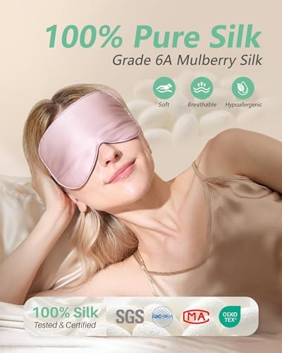 BeeVines 100% Mulberry Silk Sleep Mask, Light Blocking Eye Masks (2 Packs) - Image 2