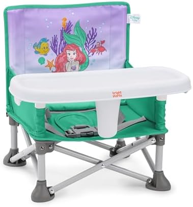 Bright Starts Disney Princess Ariel Pop 'N Sit Portable Booster, Indoor/Outdoor Use, Floor Seat with Feeding Tray, 6 Mos - 3 Yrs by BrightStarts