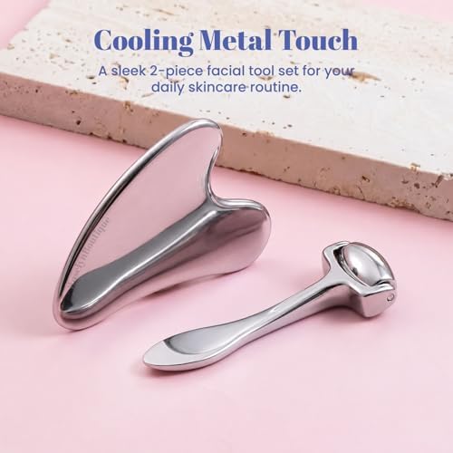 ROSELYNBOUTIQUE Gua Sha Facial Tools & Stainless Steel Face Roller - Image 2