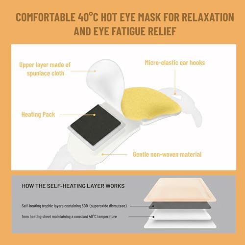 TOLEVITA Steam Eye Mask, 20 Pack Self-Heating Disposable Warm Eye Masks for Relaxation & Comfort (Chamomile) - Image 6