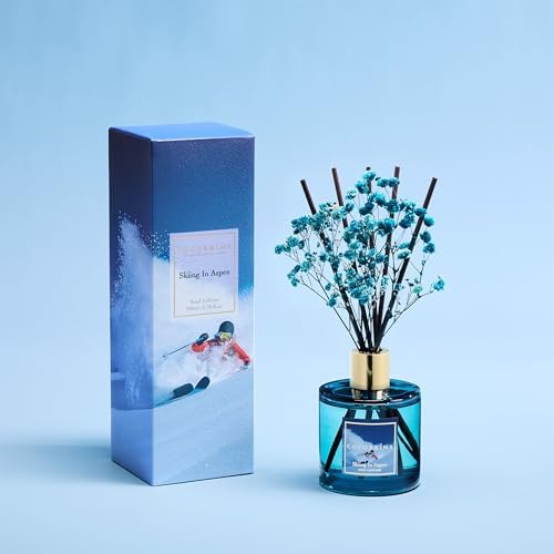 COCORRÍNA Reed Diffuser - Skiing in Aspen Reed Diffuser Set with 8 Sticks & Preserved Baby's Breath, Reed Diffuser for Home Bathroom Shelf Decor - Image 2
