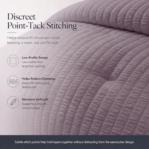 CozyLux Twin XL Comforter Set 5 Pieces Dusty Purple Seersucker Bed in a Bag - Image 4
