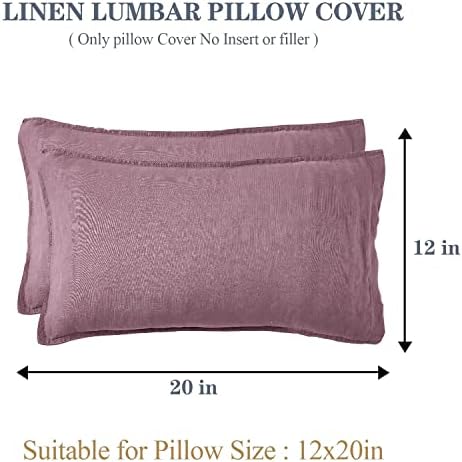 Simple&Opulence 100% Linen Lumbar Pillow Cover 12 x 20 Inches Set of 2 Rectangular Decorative Throw Cushion Cover for Couch Sofa Bed Living Room Office Soft Breathable Farmhouse - Purple - Image 4
