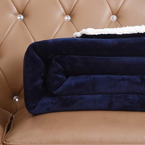 NANPIPER Sherpa Blanket Warm Blankets for Winter Super Soft Fuzzy Flannel Fleece/Wool Like Reversible Velvet Plush Couch Blanket Lightweight(Navy Blue Throw Size 50"x60") - Image 5