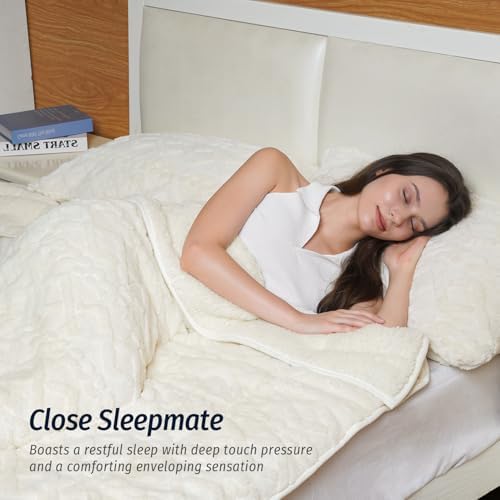 Wemore Weighted Blanket for Adults Queen Size 15 lbs 60" x 80" Cream White - Image 3