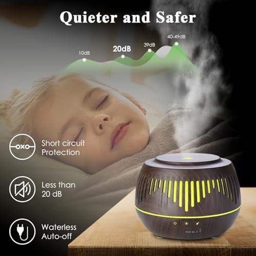 Humidifiers for Bedroom Large Room Home Whole House Baby Kids Plants,Cute Aromatherapy Diffuser 500ml Ultrasonic Cool Mist Humidifier Quiet,Essential Oil Diffusers with LED Night Light Remote - Image 5