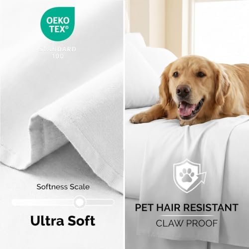 2-Pack Queen Size Flat Sheets Only 90x102 Microfiber Queen Top Sheet White - Image 4