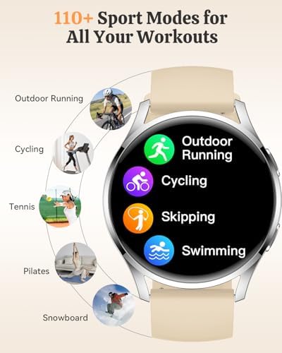Smart Watch Fitness Tracker for iPhone Android for Women Men, Activity Tracker with Calorie & Step Counter, 150+ Sports, Daily Workout & Sleep Monitor，IP68 Waterproof Smartwatch (Gold) - Image 3