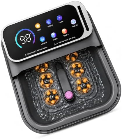 Collapsible Heated Foot Spa Bath with Color Touchscreen, 30 Motorized Massage Rollers, Adjustable Temperature Control, Bubble Function, Timer, Remote Control & 9-Piece Manicure Kit by Unknown