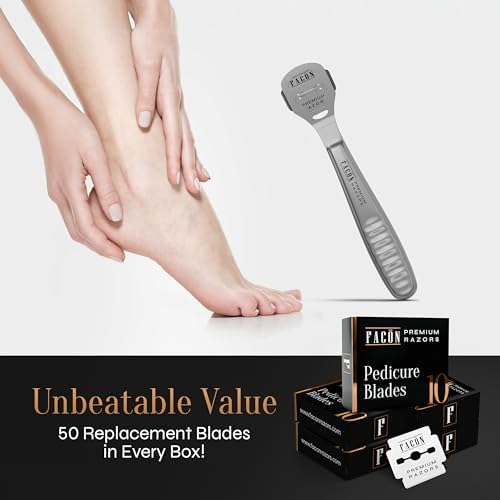 Facón Professional Callus Shaver Remover with 50 Blades, Pedicure Razor for Feet & Hands, Foot Razor for Callus Removal, Callus Blade Remover, Corn Shaver, Surgical Grade Premium Stainless Steel Tool - Image 5