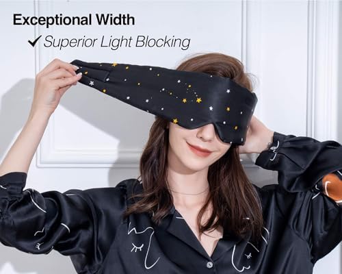 Fleur&Yang Silk Sleep Mask, Adjustable Blackout Sleeping Mask for Men Women, Soft Breathable 100% Mulberry Silk Fabric, Cooling Eye Cover Blindfold for DeepSleep or Meditationc(Starlight) - Image 3