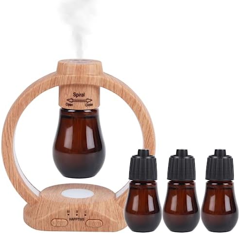 HAPPTWS Essential Oil Diffuser Set- Diffuser 3 Timer Settings Battery Powered Cordless Setup 7 Color LED Lights for Bedroom Yoga Room Pet Room by HAPPTWS