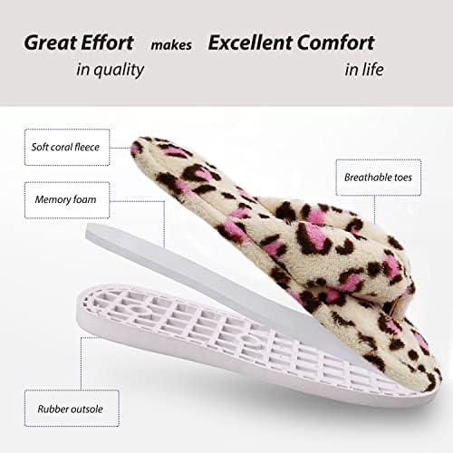 Onmygogo Indoor Slippers for Women Open Toe with Memory Foam, Soft Faux Fur Nonslip House Slippers - Image 5