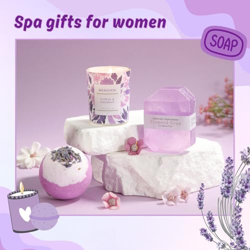 Get Well Baskets for Women, 9pc Happy Birthday Gifts, Lavender Sympathy Care Package Get Well Soon Relaxation Spa Gift Set for Her Mom Wife Girlfriend Bestie Mother Christmas - Image 6