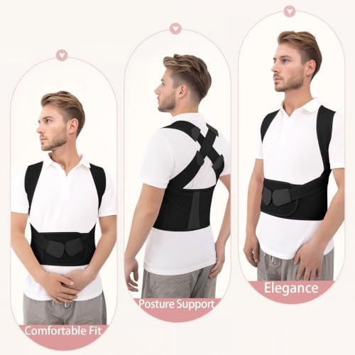 Back Brace Posture Corrector for Women and Men Upgraded Dynamic Traction Correction System Adjustable Shoulder Support Straightener Helps Reduce Upper Lower Back Pain Suitable for Hump Scoliosis Black XX-Large - Image 2