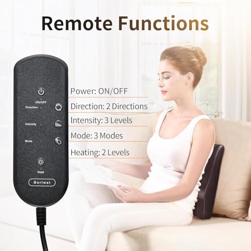 Boriwat Back Massager with Heat, 3D Kneading Massage Pillow for Back, Neck, Shoulder, Leg Pain Relief Deep Tissue, Gifts for Women Men Mom Dad(Brown) - Image 5