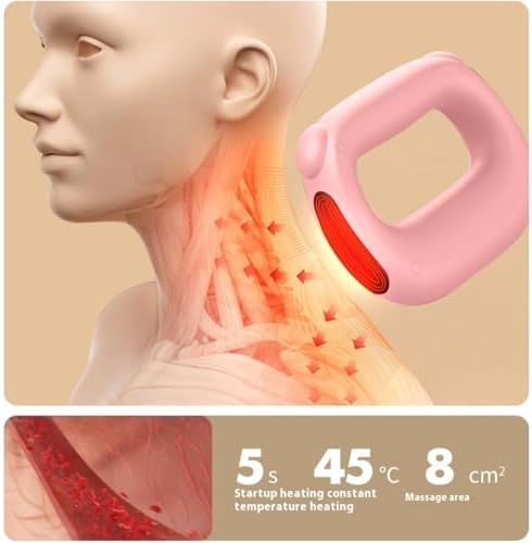 Deep Tissue Percussion Muscle Massage Gun: with Heat, Adjustable Intensity and Speed, Super Quiet, USB-C Rechargeable, Portable, Pain Relief for Athletes and Everyone, Ideal Gift（Pink） - Image 3