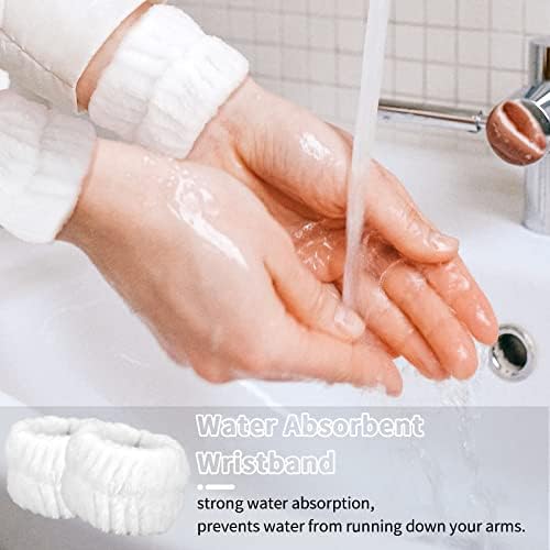 WHAVEL 6PCS Spa Headband and Wristbands Set, Face Wash Headband Wrist Bands for Washing Face Makeup Skincare Hair Band Skin Care Accessories Tools - Image 3