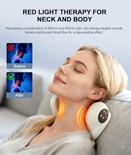 Neck Massager with Heat, Red Light & Vibration Adjustable, Heated Neck Stretcher with 3 Modes, Rechargeable Cervical Traction Device for Pain Relief & Muscle Relaxation, Gift for Women Men - Image 4