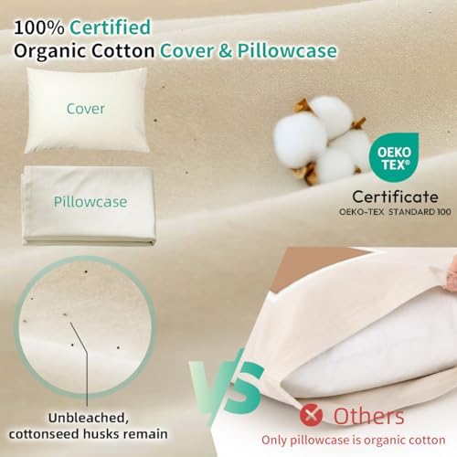 Organic Buckwheat Pillow for Sleeping with Organic Cotton Pillowcase - Image 2