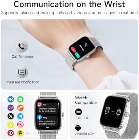 Smart Watch for Men Women, 1.85" HD Smartwatch Compatible iPhone/Samsung/Android (Answer/Make Calls), 100+ Sport Modes Fitness Tracker with Heart Rate/Sleep/SpO2 Monitor, IP68 Waterproof - Image 2