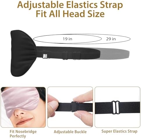 4 Pack Silk Sleep Mask, Blackout Eye Mask with Adjustable Strap - Image 2